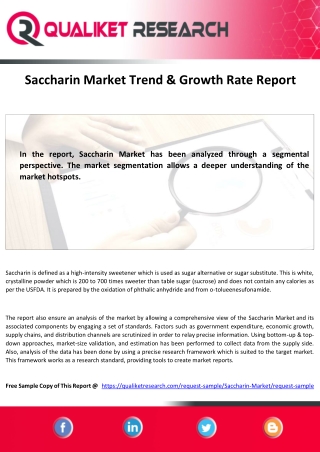 Saccharin Market Growth, Market Report Analysis, Forecast-2027
