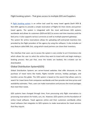Flight booking system - That give access to multiple GDS and Suppliers