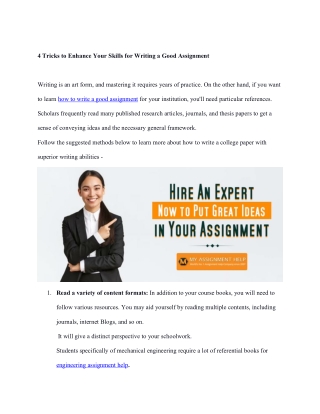 4 tricks to enhance your skills for writing a good assignment