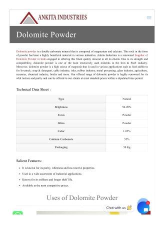 Supplier of Dolomite Powder