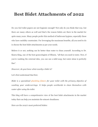 Best Bidet Attachments of 2022