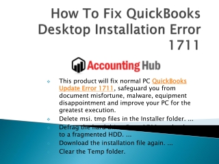 How To Fix QuickBooks Desktop Installation Error 1711