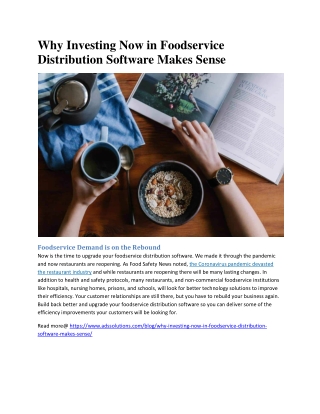 Why Investing Now in Foodservice Distribution Software Makes Sense