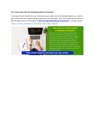 Get To Know How Will Cash App Refund Money If Scammed