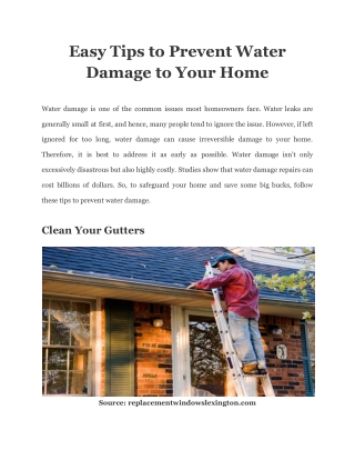 Easy Tips to Prevent Water Damage to Your Home