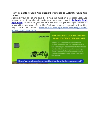 How to Contact Cash App support if unable to Activate Cash App Card