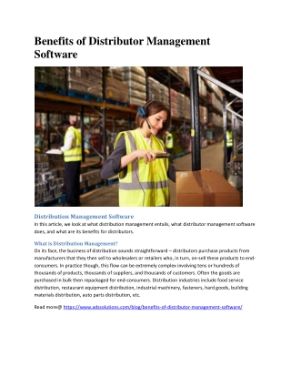 Benefits of Distributor Management Software