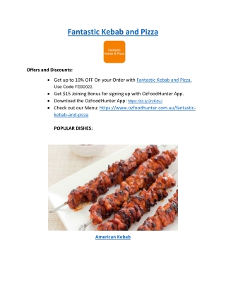 5% Off - Fantastic Kebab and Pizza Menu Mooroolbark, VIC