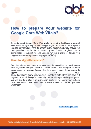 How to prepare your website for Google Core Web Vitals