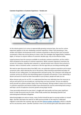 Customer Acquisition vs Customer Experience – fonada.com
