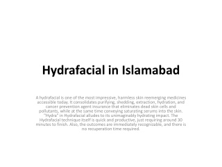 Hydrafacial in Islamabad