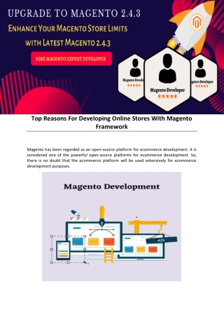 Top Reasons For Developing Online Stores With Magento Framework