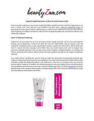 Underarm Lightening Cream A Boon for Dark Under Skin