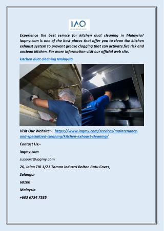 Kitchen Duct Cleaning Malaysia | Iaqmy.com