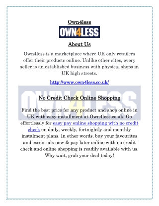 No Credit Check Online Shopping