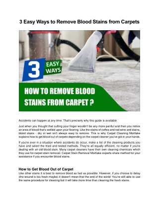 3 Easy Ways to Remove Blood Stains from Carpets