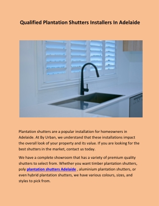 Qualified Plantation Shutters Installers In Adelaide