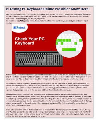 Is Testing PC Keyboard Online Possible- Know Here!