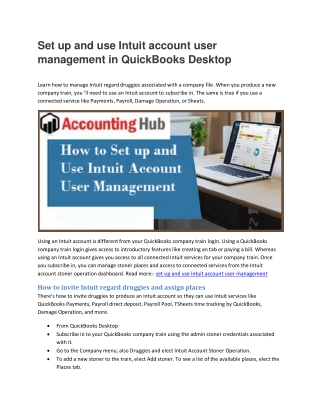 How to set up and use intuit account user management