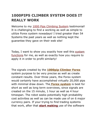 1000PIPS CLIMBER SYSTEM DOES IT REALLY WORK