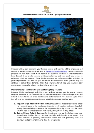 5 Easy Maintenance Hacks for Outdoor Lighting in Your Homes