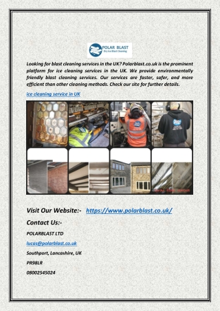 Ice Cleaning Service in Uk | Polarblast.co.uk