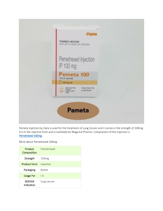 Pemeta Injection by Cipla