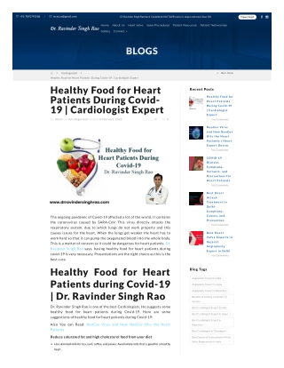 Healthy Food for Heart Patients During Covid-19