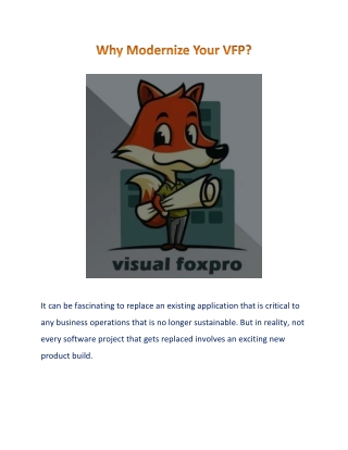 Why Modernize Your VFP