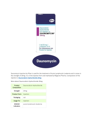Daunomycin Injection by Pfizer