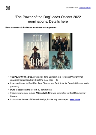 'The Power of the Dog' leads Oscars 2022 nominations-Details here