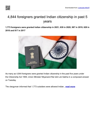 4,844 foreigners granted Indian citizenship in past 5 years