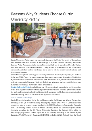Reasons Why Students Choose Curtin University Perth?
