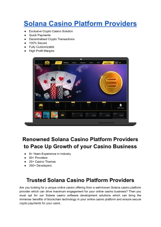 Solana Casino Platform Providers