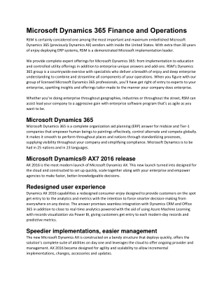 Microsoft Dynamics 365 Finance and Operations