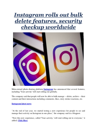 Instagram rolls out bulk delete features, security checkup worldwide