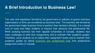 A Brief Introduction to Business Law!