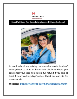 Book My Driving Test Cancellations London | Drivingcheck.co.uk