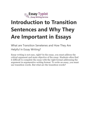 Introduction to Transition Sentences and Why They Are Important in