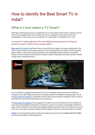 How to identify the Best Smart TV in India_