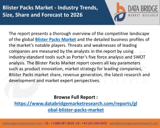 Blister Packs Market Research, Analysis and Outlook, Business research report