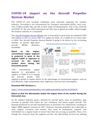 COVID-19 impact on the Aircraft Propeller System Market