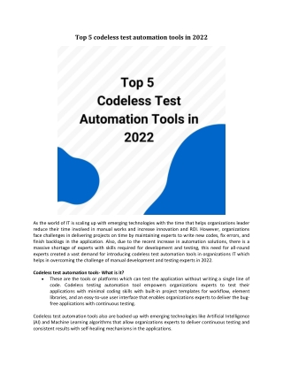 Top 5 Codeless Test Automation Tools in 2022