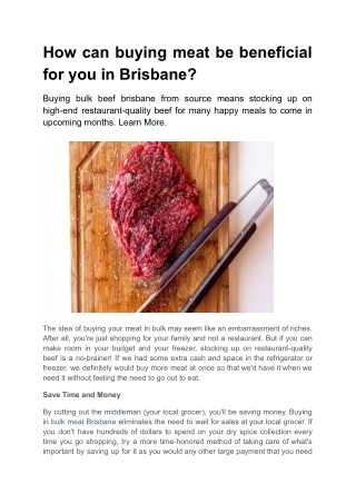 How can buying meat be beneficial for you in Brisbane