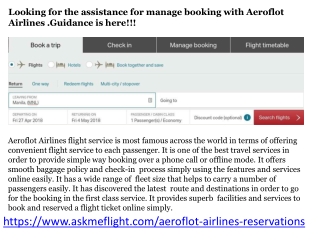 Aeroflot Airlines Reservations | Manage Booking