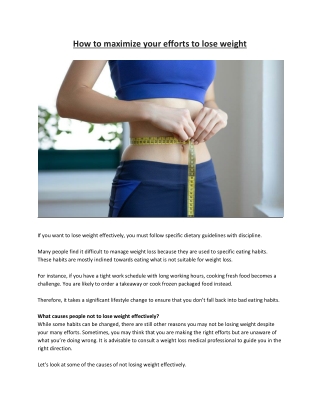 Dr2Tthin - How to maximize your efforts to lose weight