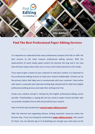 Find The Best Professional Paper Editing Services