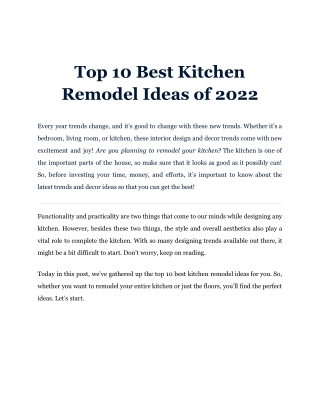 Top 10 Best Kitchen Remodel Ideas of 2022