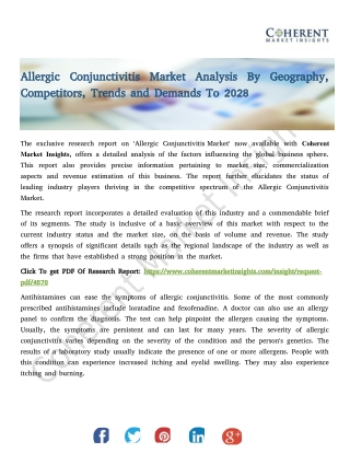 Allergic Conjunctivitis Market Analysis By Geography, Competitors, Trends and De