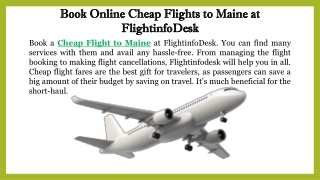 Book Online Cheap Flights to Maine at FlightinfoDesk